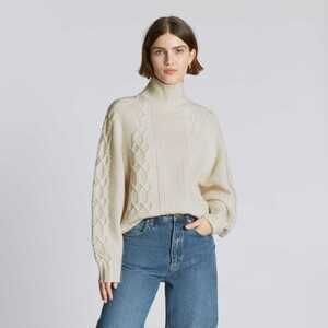 Everlane The Felted Merino Cable Sweater White Base - Size S